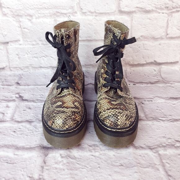 Call it spring women's size 7.5 vegan combat lace up boots snake print - Picture 3 of 13
